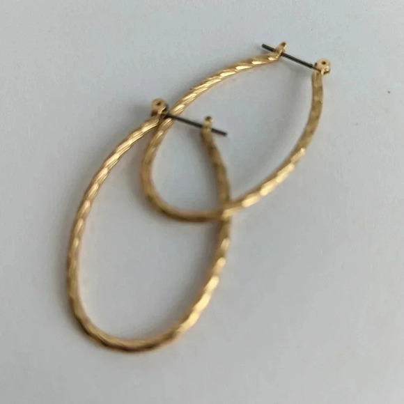 Gold Hoop  Rope Earrings - Picture 2 of 2